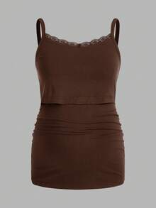 Modmama Tropical Vacation Strap Nursing Camisole, Maternity Tight Fit Camisole - Coffee Brown - View 12