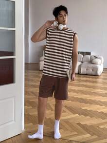 DAZY 男士夏季无袖上衣和短裤睡衣套装 - 彩色 - 查看 5