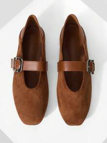 MOTF WOMEN SQUARE TOE FLATS - Brown - View 2