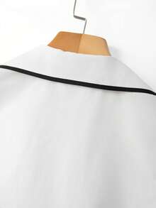 Franclia Elegant Women's Black And White Color Blocking Casual Trench Coat,Autumn Office Social Tops,Formal Wedding Guest Outdoor Wear - Black and White - View 5
