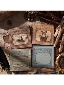 Juego de 4 piezas de bloc de notas con encantos estilo europeo | Bloc de notas retro sin adhesivo para diario y scrapbooking de comercio transfronterizo - Traje - Ver 7