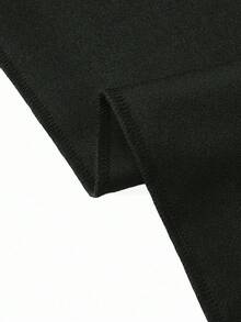 SHEIN Unity 女士纯色金属扣腰阔腿休闲裤 - 獵人綠 - 查看 6