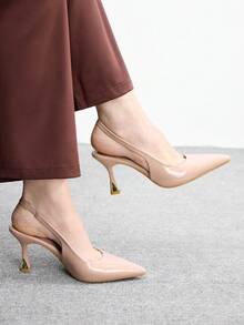 Beige patent leather