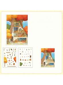 1Set Of 4 Sheets Dream Weaving & Light Crafting 3D Scene-Making Stickers - Cross-Border Student Sticker Pack, DIY 3D Puffy Stickers For Journals - 4pcs - View 4
