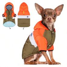 2-Leg Warm Hooded Sweater Jacket For Dogs, Comfortable Pet Clothes For Cold Weather, Cute Dog Outfit, Fashionable Small Dog Winter Coat With Hood - Multicolor - View 4