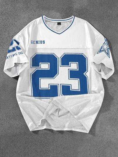 Aesthetic Post Men's Casual T-Shirt With Numeric Print, Sports Style