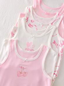 SHEIN 4件装女童可爱草莓樱桃水果印花多功能吊带背心 - 彩色 - 查看 4