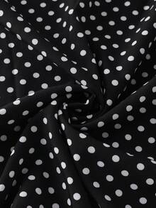 GlowEve CURVE Plus Size Casual Polka Dot Blouse With Tie Neck Short Batwing Sleeves Ruffle Details Woven Fabric Top For Women - Multicolor - View 4