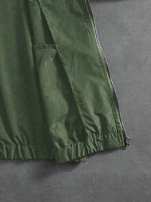 PAVTROS Men's Letter Print Hooded Zip-Up Jacket And Contrast Trim Pants Set Men 2 Piece Set Men Street Wear Sets Men Tracksuit Set Jogging Suits Men Jogging Set,Windbreaker/Outdoor Windbreaker,Parka,Streetwear,Jogging, - Army Green - View 8