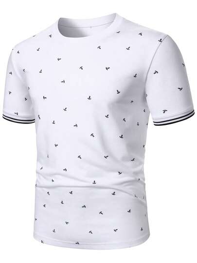 Manfinity Homme 男士印花休闲短袖T恤，时尚街头嘻哈风格