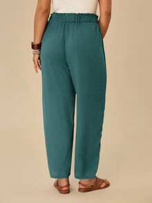 Travachic Plus Size Solid Color Casual Pants Pants For Summer Green Pants For Women - Teal Blue - View 2