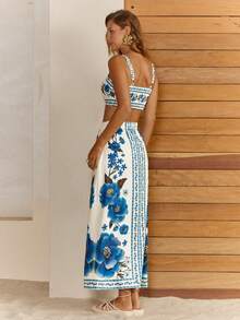 CAJUNI Top And Skirt Set With Jewel Flowers Print - Multicolor - View 2