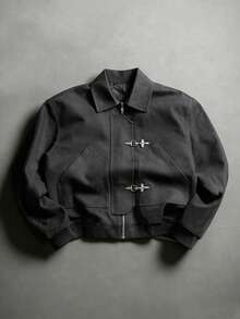 Manfinity Homme 成熟休闲夹克，带大口袋设计 - 黑色 - 查看 1