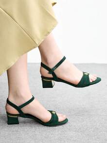 CUCCOO BIZCHIC Women's Round Toe Sandals, French Elegant Goddess Style Strap Thick Heel High Heels, Suitable For Dresses In Summer Summer Shoes - Green - View 1
