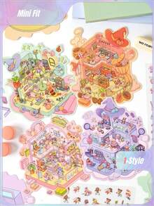 1 Set Of 4 Pcs Miniature Scenery Stickers For Witch's Part-Time Job - DIY Stickers And 3D Stickers - Witch part-time job - View 1