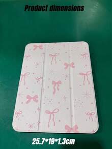 精致可爱的卡通粉色蝴蝶结扁平外壳，防震耐用，带笔槽，支持睡眠/唤醒功能 - 彩色 - 查看 8