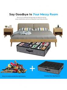 带透明盖的折叠式布艺鞋盒，双提手透明窗口收纳袋，适用于床下、衣柜、卧室、宿舍等空间，节省空间的卧室收纳配件 - 彩色 - 查看 8