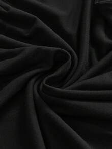 ROMWE Women's Solid Color Halter Tie-Up Metal Decor Ruched Fashionable Versatile Top For Dates & Outings - Black - View 4