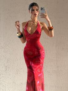 Bluhae Women's Elegant Casual Sexy Deep V Bodycon Maxi Dress - Multicolor - View 5