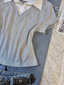 Noixe 女士 Polo 领短袖 T 恤 - 灰色 - 查看 3