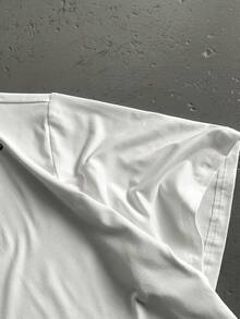 Camiseta de manga corta casual y holgada con estampado de letras para hombre, estilo veraniego de los 2000 - Blanco - Ver 6