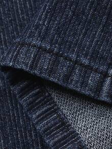 DAZY Spring Striped Textured Fabric Navy Blue Elastic Waist Men's Jeans - Navy Blue - View 3