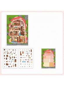 1Set Of 4 Sheets Dream Weaving & Light Crafting 3D Scene-Making Stickers - Cross-Border Student Sticker Pack, DIY 3D Puffy Stickers For Journals - 4pcs - View 5