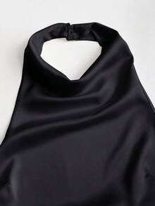 de tirantes elegante y sexy con espalda descubierta y lazo para el verano - Negro - Ver 2