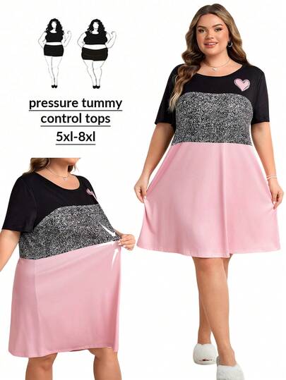 SHEIN CURVE+ CURVE PLUS /Valentine's Day/Large Solid Color Chest Gathering Effect Jumpsuit, Jumpsuit Shapewear, Transparent Shoulder Straps, Backless Design