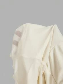 SHEIN MOD 大码纯色系带优雅吊带背心，杏色复古不对称肩部扭结图案上衣，适合春夏外出和度假，女士夏季外出套装多件装上衣，哈瓦那之夜套装 - 杏色 - 查看 12