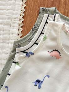 SHEIN Vintaside Kids 3pcs/Set Baju Terusan Bayi Rajut Lembut Warna Polos Tanpa Lengan - MultiWarna - View 4