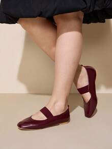 CUCCOO CURVES 女士加厚宽楦平底鞋 - 酒紅色 - 查看 5