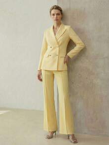 MOTF PREMIUM 女士优雅职业双排扣西装外套，春夏款 - 玫紅色 - 查看 3