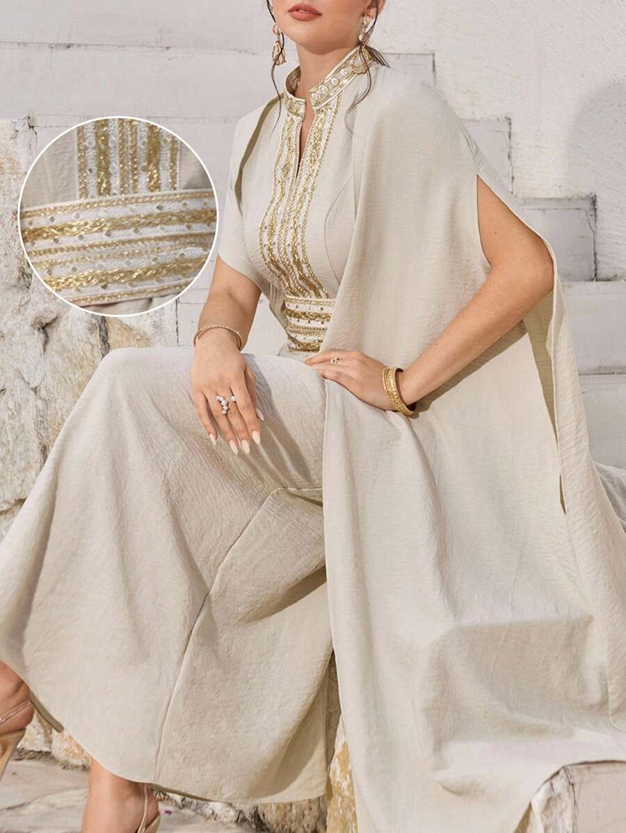 Al Najma Robe de style arabe à patchwork de ruban conservateur pour ...