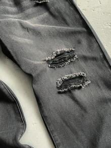 StoneGrade Men's Button Front Pocket Distressed Casual Jeans, Grunge - Black - View 4