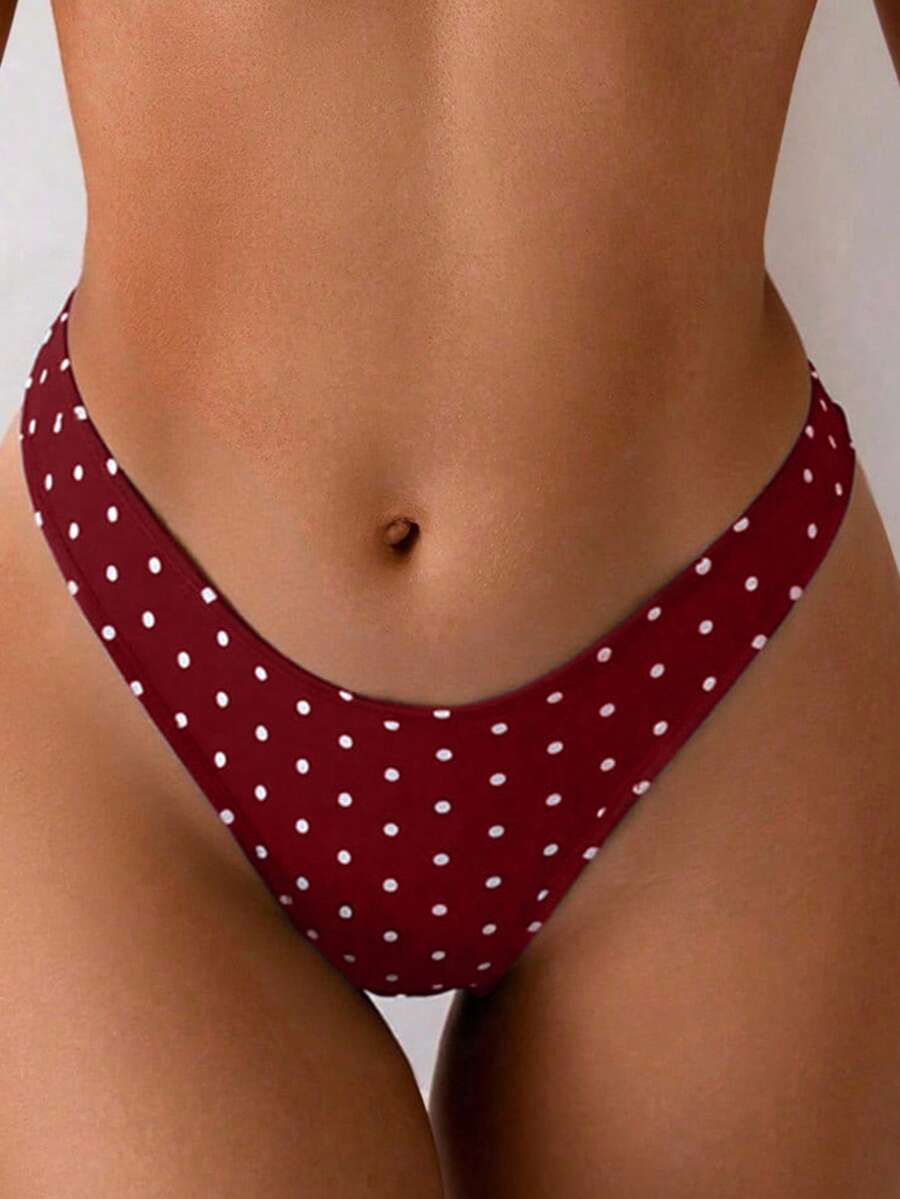 SHEIN Swim Basics Quần bikini nữ in chấm bi kiểu dáng thường ngày - Nhiều màu - Xem 1