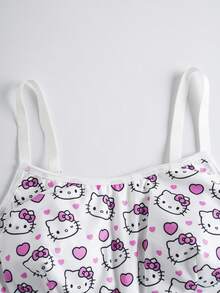 HELLO KITTY AND FRIENDS | SHEIN Plus Size Letter & Cartoon Graphic Bra And Boyshorts Set - Pink - View 9