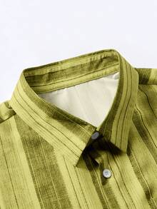 Manfinity Homme Camisa de manga corta con botones y estampado de rayas de contraste para hombres - Multicolor - Ver 3