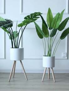 1 chậu trồng cây bằng sắt, kiểu dáng tối giản, đơn giản cho gia đình. - trắng - Xem 2