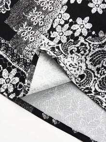 EMERY ROSE Áo tank top hai dây hở lưng cổ chữ V in họa tiết thời trang, phong cách nghỉ mát dành cho nữ cỡ lớn - Đen và trắng - Xem 3