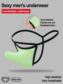 1pc Fashionable Vibrant Green Fabric Mid-Rise Sexy Men's Briefs - Green - View 1