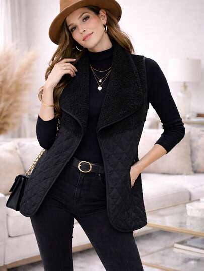 Chaleco Ligero Delgado Capitonado Calientito Con Tela Polar de uso diario casual de moda para dama mujer aborregado