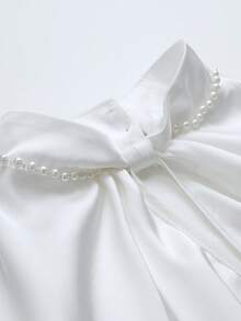 EMERY ROSE Satin Women's Casual Commuter Shirt - White - View 6