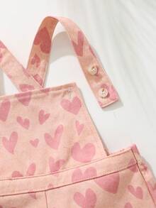 Cozy Pixies Baby Girl Heart Pattern Suspender Romper, Versatile & Comfortable - Pink - View 3