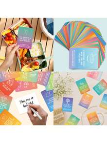 1set/2set 50-Piece Rainbow Gradient Affirmation Cards | Motivational Positive Energy Self-Encouragement Interactive Cards - one size fits all - View 4