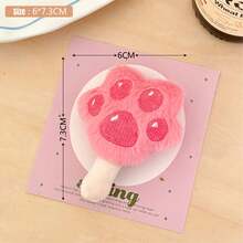 1Pc Cute Plush Cat Paw Hair Clips - Versatile Kawaii Barrettes For Girls, Perfect For Bangs, Side Hair & Flyaways - Multicolor - View 8