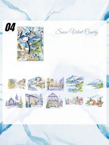 一套10张PET防水日记贴纸，自然美学贴纸，适用于日记、剪贴簿、DIY工艺品和艺术用品 - 多款 - 查看 7