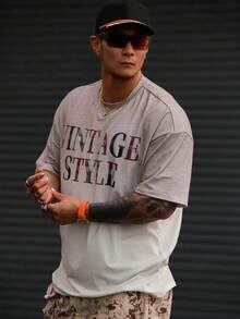 DAZY 男士字母印花漸層寬鬆T恤，夏季圖案男士短袖上衣 - 彩色 - 查看 6