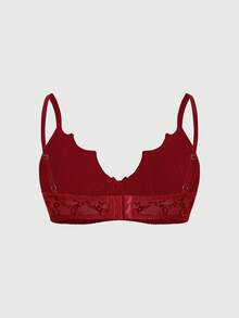 ROMWE Áo lót và áo ngực không gọng ren hoa kiểu Gothic cỡ lớn. - Màu Đỏ Sâu - Xem 2