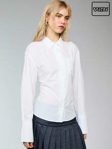 COUREZ Camisa con mangas largas y espalda anudada / Tops de verano Y2K sexy para salir, fiestas, festivales, elegante para salir y oficina - Blanco - Ver 2